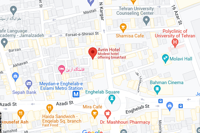 هتل های تهران روی نقشه